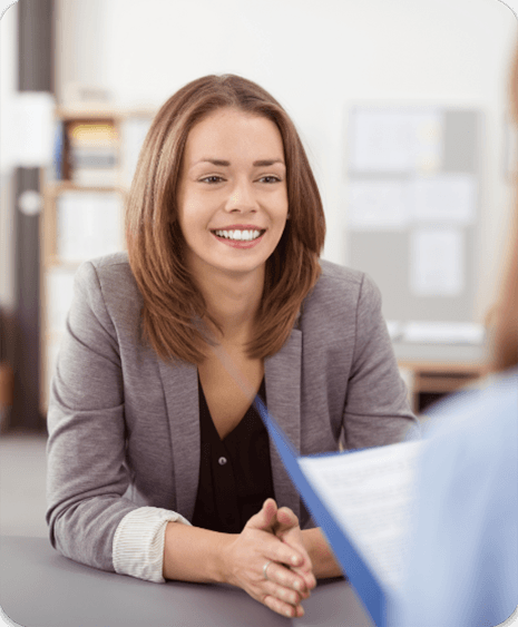 team member talking with patients